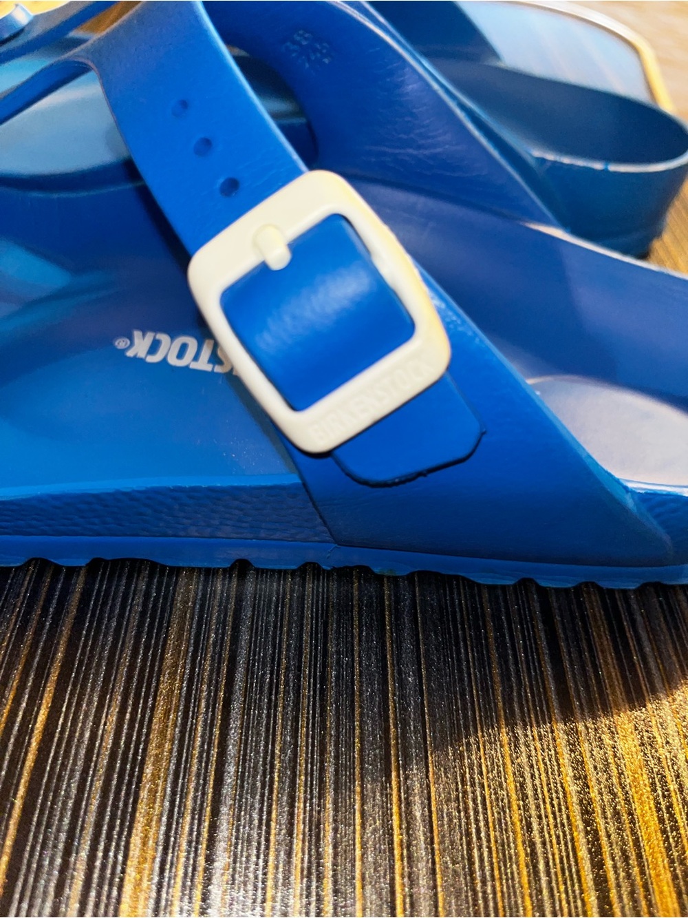 Birkenstock Blue EVA Thong Sandals with White Accents - Picture 3 of 5